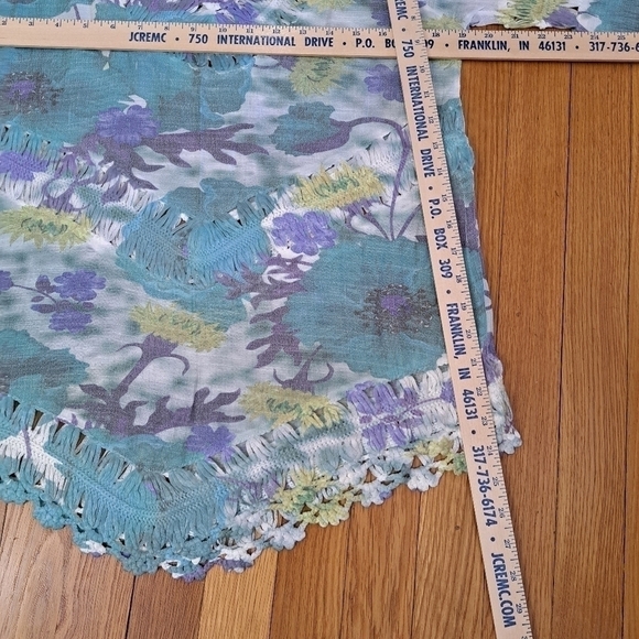 Rain Women's Small 3/4 Sleeve V-neck Watercolor Crochet Top Shirt Swimsuit Cover - Picture 5 of 11